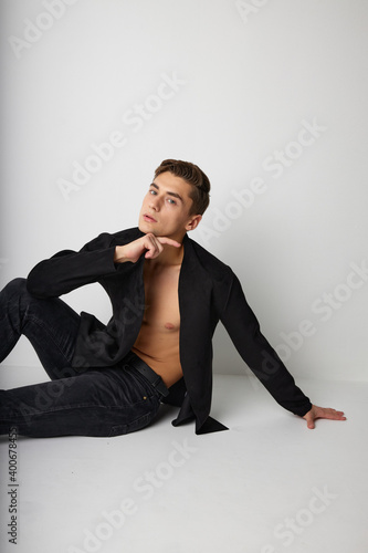 man in black jacket isolated background modern style self confidence lifestyle
