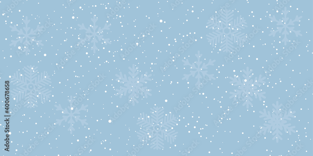 Winter blue background with snowflakes. Vector Illustration. Merry Christmas and Happy New Year greeting card design with white snow on blue background. Winter blue background with snowflakes. Vector Illustration. Merry Christmas and Happy New Year greeting card design with white snow on blue background.
