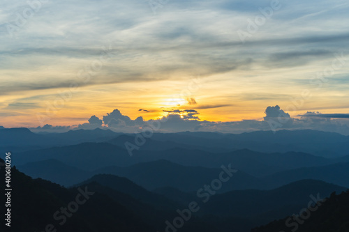 Sunset at Samoeng view point, Chiangmai, Thailand