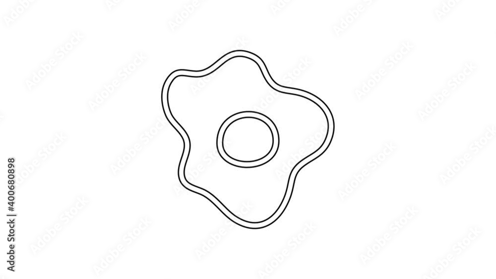 Black line Scrambled eggs icon isolated on white background. Home cooked food, fried egg, healthy breakfast, omelet icon. 4K Video motion graphic animation Black line Scrambled eggs icon isolated on white background. Home cooked food, fried egg, healthy breakfast, omelet icon. 4K Video motion graphic animation