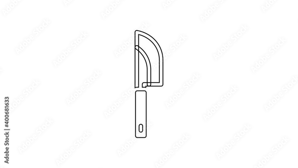 Black line Knife icon isolated on white background. Cutlery symbol. 4K Video motion graphic animation Black line Knife icon isolated on white background. Cutlery symbol. 4K Video motion graphic animation
