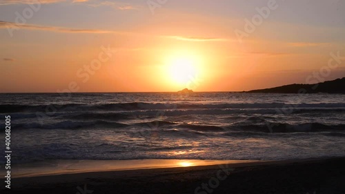 magnificent and sublime sunset sea of Corsica's island of beauty in summer with nobody without tourists