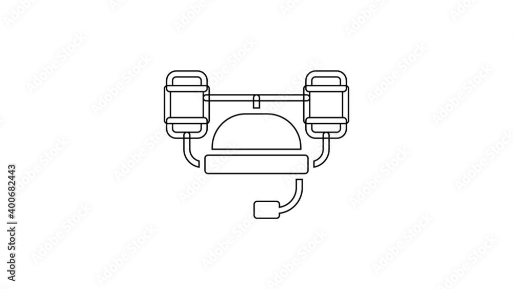 Black line Beer helmet or hand free for drink icon isolated on white background. 4K Video motion graphic animation Black line Beer helmet or hand free for drink icon isolated on white background. 4K Video motion graphic animation