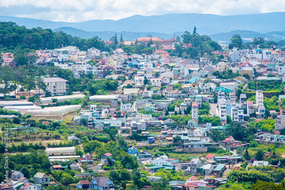 high view of many houses at Da Lat city