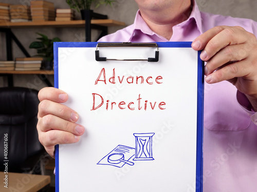 Fotografie Advance Directive phrase on the sheet.