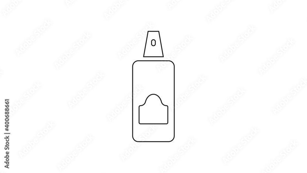 Black line Spray can for hairspray, deodorant, antiperspirant icon isolated on white background. 4K Video motion graphic animation Black line Spray can for hairspray, deodorant, antiperspirant icon isolated on white background. 4K Video motion graphic animation