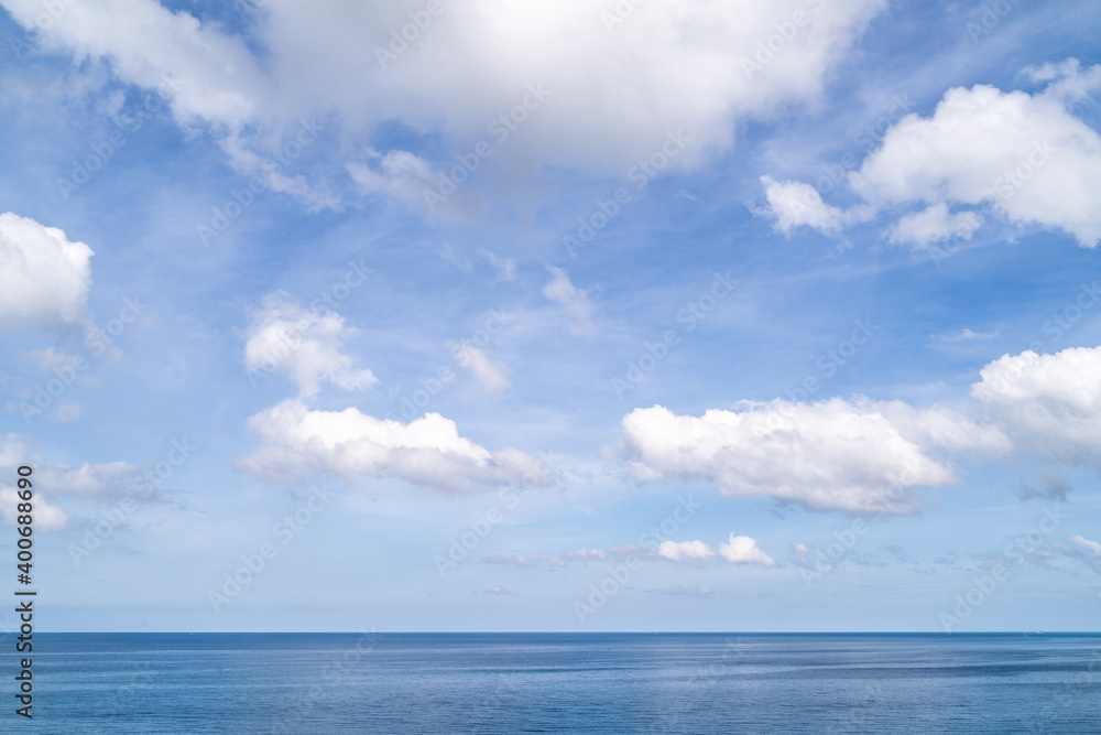 View of the beautiful Andaman sea with fluffy wihte clouds in Phuket, Thailand View of the beautiful Andaman sea with fluffy wihte clouds in Phuket, Thailand