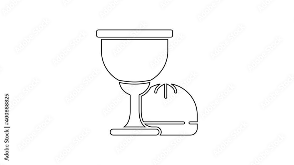 Black line Holy grail or chalice icon isolated on white background. Christian chalice. Christianity icon. 4K Video motion graphic animation Black line Holy grail or chalice icon isolated on white background. Christian chalice. Christianity icon. 4K Video motion graphic animation