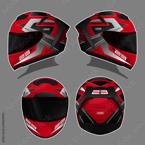 Motorcycle racing helmet template vector design