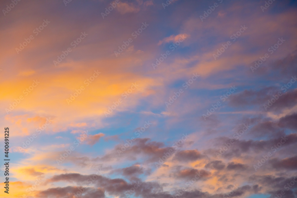 Clouds in the sky at sunset.