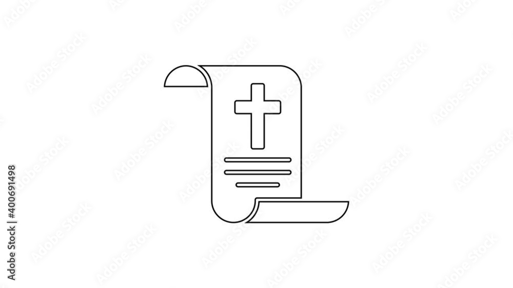 Black line Decree, paper, parchment, scroll icon icon isolated on white background. Chinese scroll. 4K Video motion graphic animation Black line Decree, paper, parchment, scroll icon icon isolated on white background. Chinese scroll. 4K Video motion graphic animation