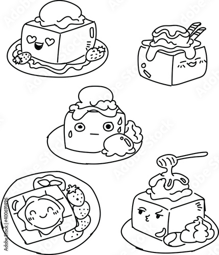 Illustrator vector of honey toast, break time.