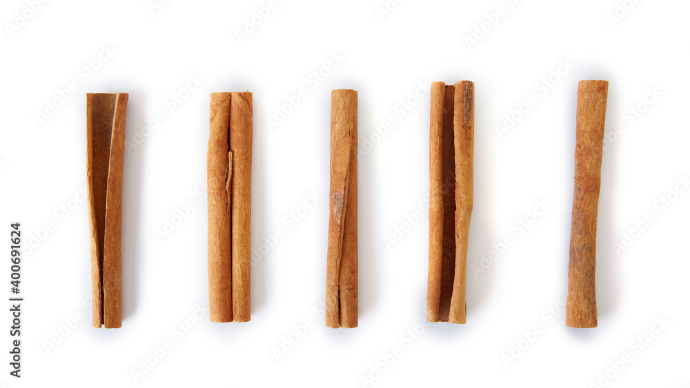 Cinnamon close up on a white background Cinnamon close up on a white background