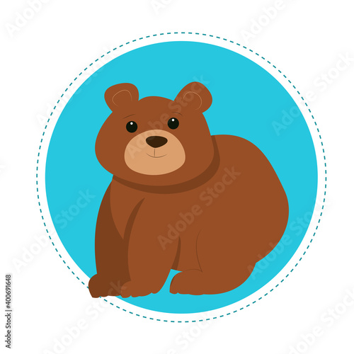Cartoon bear on isolated background, cute vector illustration in flat style for childish design