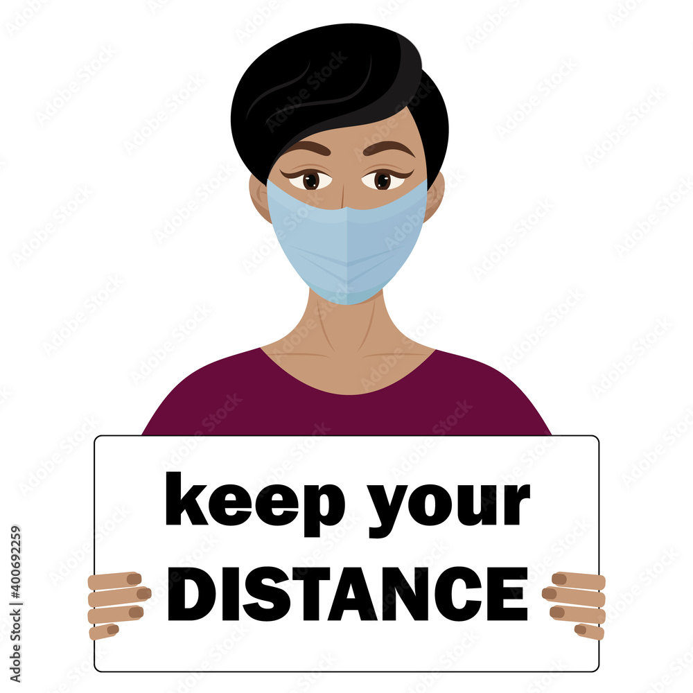 Beautiful girls in masks hold a white poster. Vector illustrations. Beautiful girls in masks hold a white poster. Vector illustrations.