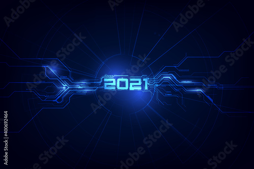 Modern futuristic technology template for 2021. New year 2021 in style HUD,GUI, UX. Futuristic background for your design.