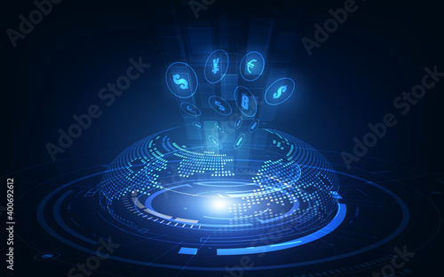 Money transfer. Global Currency. Stock Exchange. Stock vector illustration.