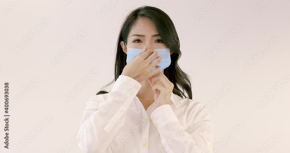 young business woman wearing medical mask young business woman wearing medical mask