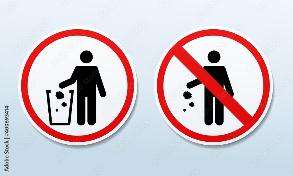 Do not litter sign. Keep it clean. Throw garbage in its place. Illustration vector