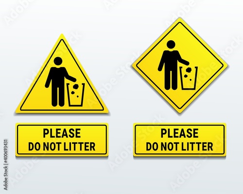 Do not litter signboard. Throw garbage in its place. Keep it clean. Illustration vector