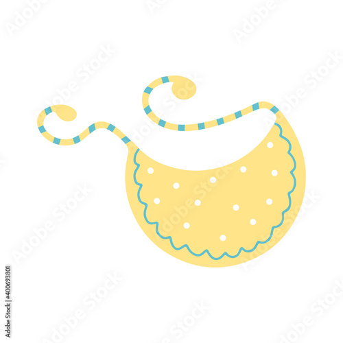 Hand drawn baby bib isolated on a white background. Illustration in a simple flat style. It can be used for decoration of textile, paper and other surfaces.