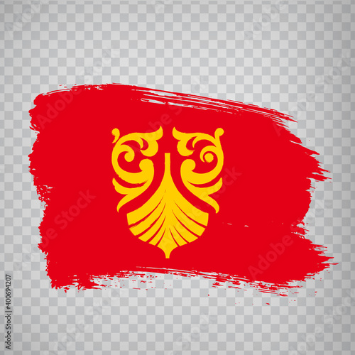 Flag Vestfold and Telemark County  brush strokes. Flag of Vestfold and Telemark County on transparent background for your web site design, app, UI. Norway. EPS10.
