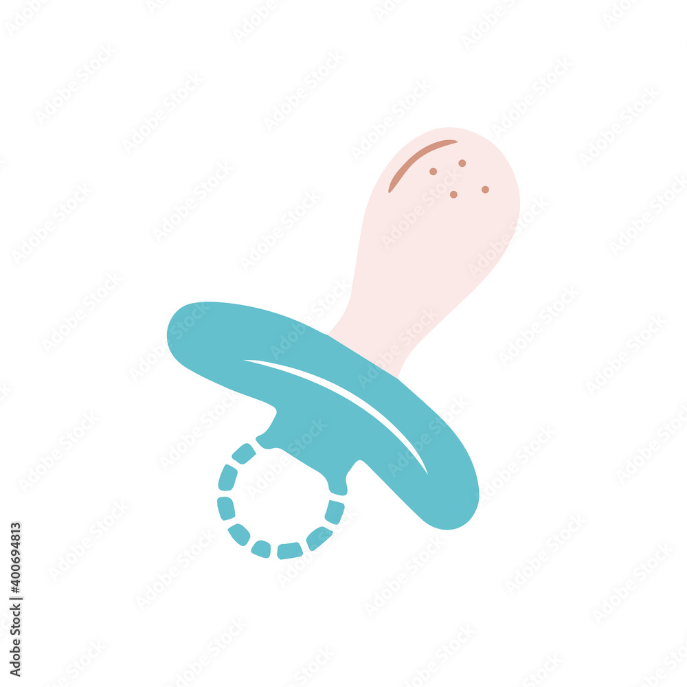 Hand drawn baby pacifier isolated on a white background. Illustration in a simple flat style. It can be used for decoration of textile, paper and other surfaces. Hand drawn baby pacifier isolated on a white background. Illustration in a simple flat style. It can be used for decoration of textile, paper and other surfaces.