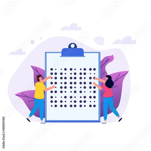 Braille language Reading Braille text concept. Vector illustration.