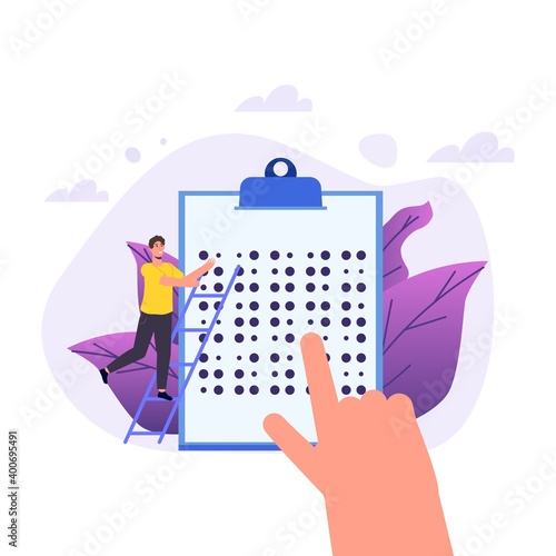 Braille language Reading Braille text concept. Vector illustration.