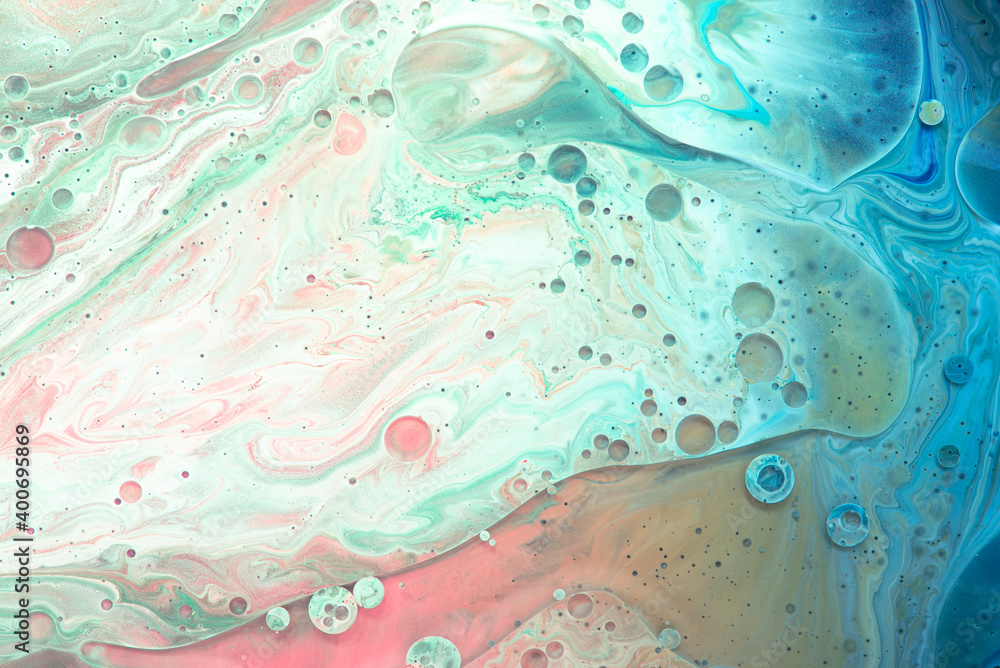 Naklejka premium Blue Acrylic Pour Color Liquid marble abstract surfaces Design.