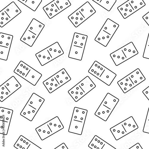 Vector seamless domino pattern. Texture of domino dice in a linear style.