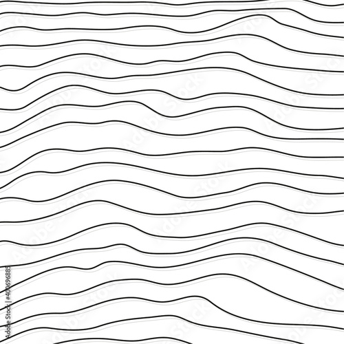 Distorted wave monochrome texture. Abstract dynamical rippled surface. Vector stripe deformation background.
