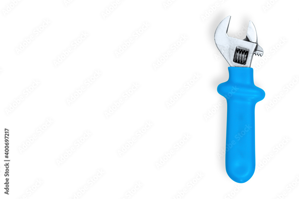Wrench on a white background. Seamless background from adjustable metal wrench. Wrench on a white background. Seamless background from adjustable metal wrench.