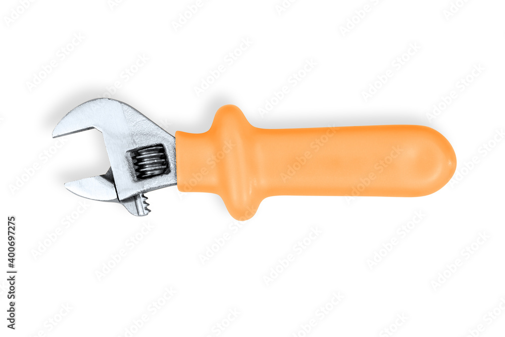 Wrench on a white background. Seamless background from adjustable metal wrench. Wrench on a white background. Seamless background from adjustable metal wrench.
