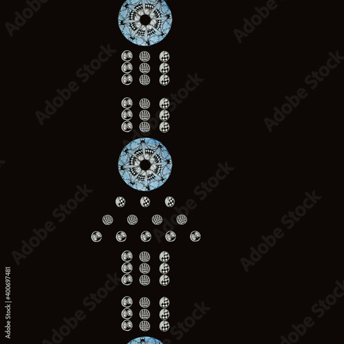 Seamless pattern with a liner on a solid background. Mandala and botanical pattern, flowers and abstraction