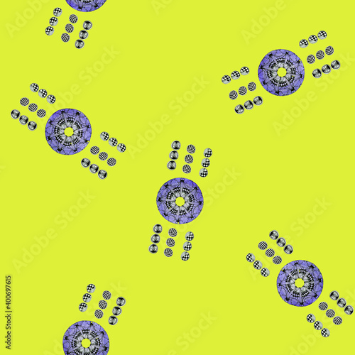 Seamless pattern with a liner on a solid background. Mandala and botanical pattern, flowers and abstraction