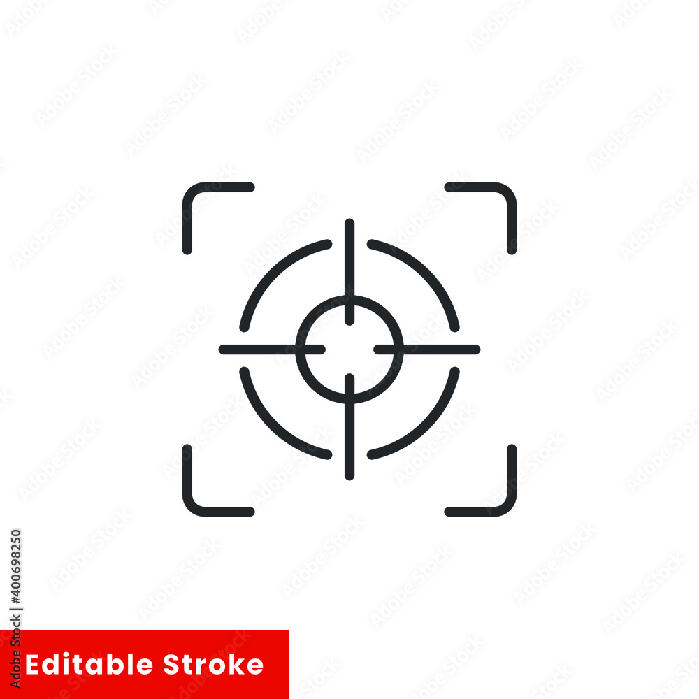 Focus target icon, line style. Willl be centralized and targets are always in the right areas. Vector illustration. Design on white background. Editable stroke EPS 10 Focus target icon, line style. Willl be centralized and targets are always in the right areas. Vector illustration. Design on white background. Editable stroke EPS 10
