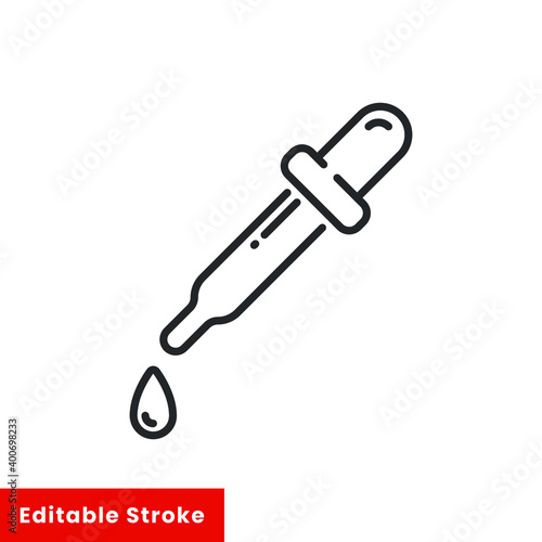 Dropper picker lab icon, line style. Laboratory tool to pick chemical sample. Vector illustration. Design on white background. Editable stroke EPS 10