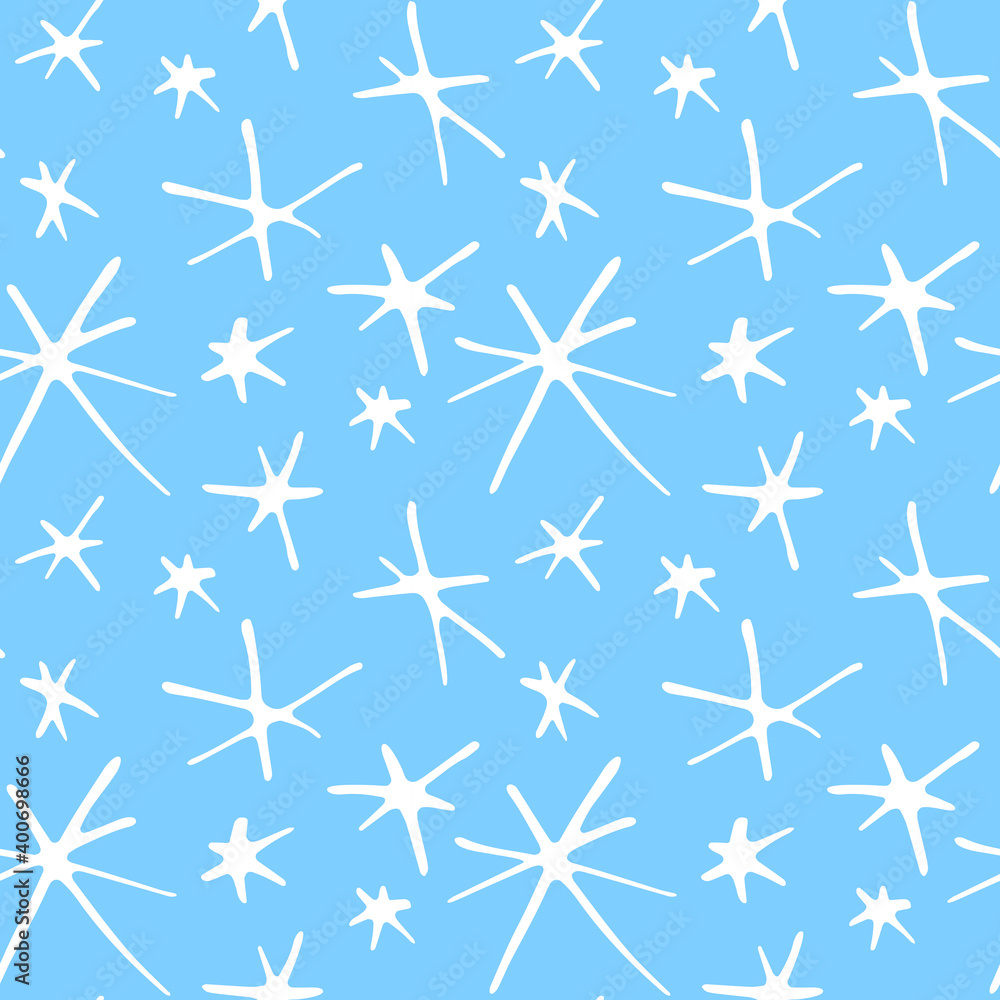 Vector seamless pattern from hand drawn snowflakes in doodle style. Winter, christmas, new year background and texture. Snowfall and night sky Vector seamless pattern from hand drawn snowflakes in doodle style. Winter, christmas, new year background and texture. Snowfall and night sky