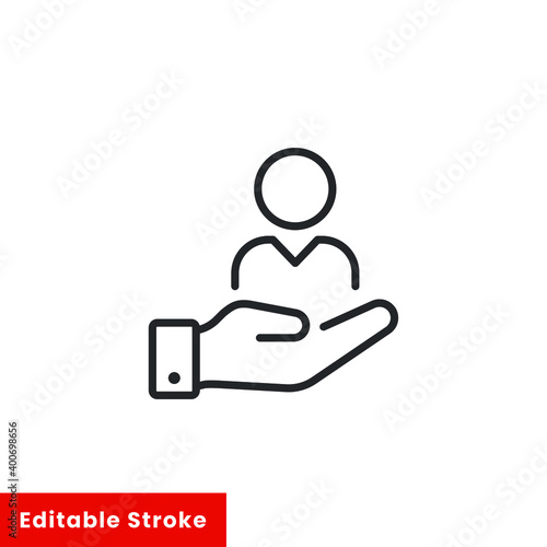 Outline Customer Retention icon. care customer, total inclusive service, line symbol on white background - editable stroke vector illustration eps10