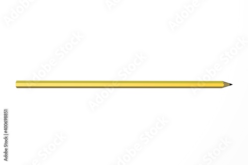 3d illustration yellow pencil. White background