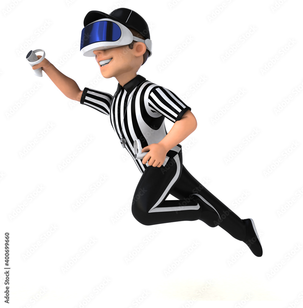 Fun 3D Illustration of a referee with a VR Helmet Fun 3D Illustration of a referee with a VR Helmet