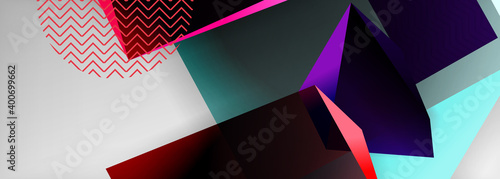 Low poly 3d geometric shapes, minimal abstract background. Vector illustrations for covers, banners, flyers and posters and other