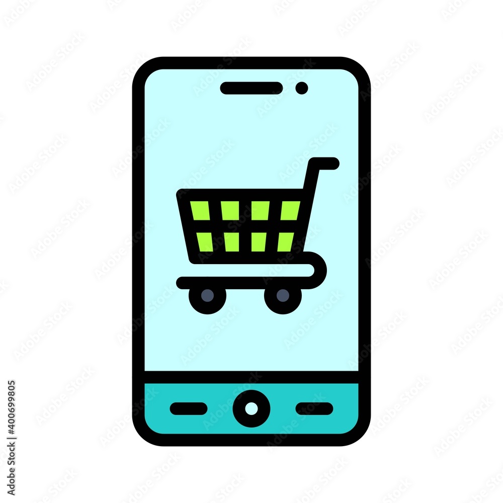 Shopping cart icon, Mobile application vector illustration Shopping cart icon, Mobile application vector illustration
