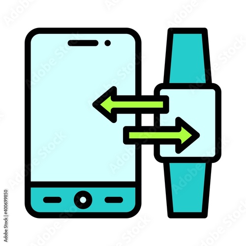 Smartwatch sync icon, Mobile application vector illustration
