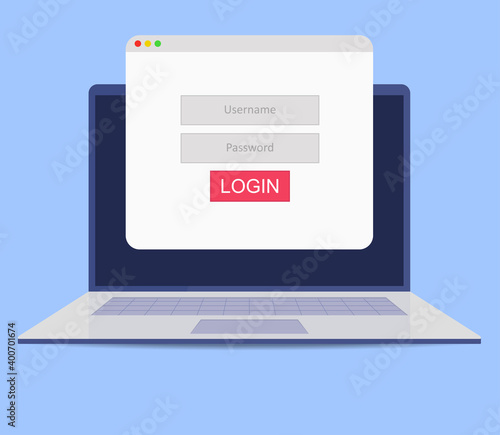 Login to account, user authorization, login authentication page concept. Flat vector illustration. Business vector illustration. Data management. Data secure.
