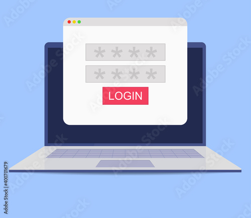 Login to account, user authorization, login authentication page concept. Flat vector illustration. Business vector illustration. Data management. Data secure.