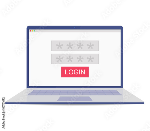 Login to account, user authorization, login authentication page concept. Flat vector illustration. Business vector illustration. Data management. Data secure.