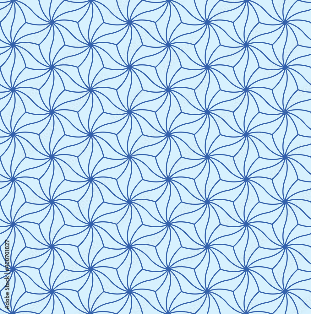 Japanese Curl Line Hexagon Star Vector Seamless Pattern Japanese Curl Line Hexagon Star Vector Seamless Pattern