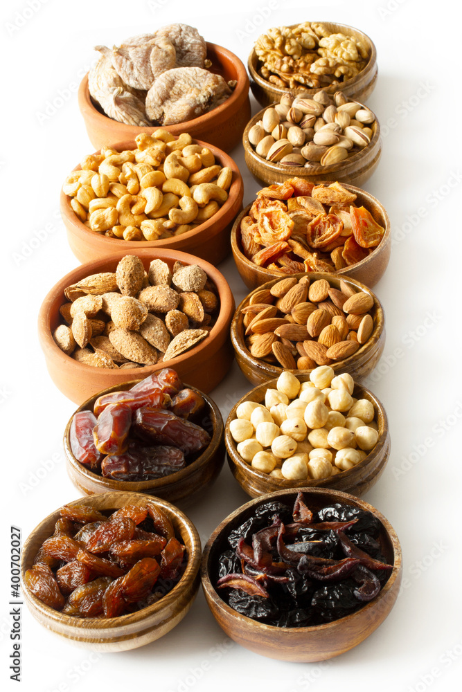 Dried fruits and mixed nuts. Healthy foods. Dried fruits and mixed nuts. Healthy foods.